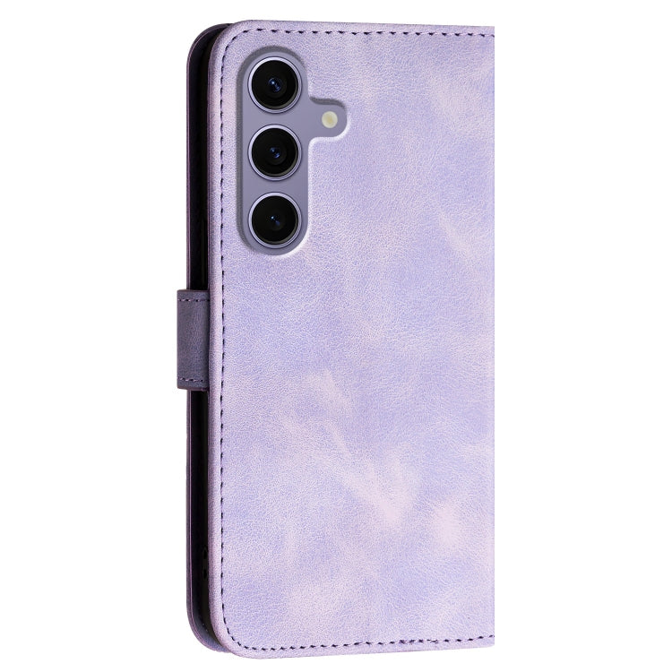 For Samsung Galaxy S25 5G YX0080 Grid Butterfly Embossed Pattern Flip Leather Phone Case with Lanyard(Light Purple) - Galaxy S25 5G Cases by PMC TechLife | Online Shopping South Africa | PMC TechLife | Buy Now Pay Later Mobicred