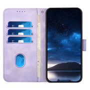 For Samsung Galaxy S25 5G YX0080 Grid Butterfly Embossed Pattern Flip Leather Phone Case with Lanyard(Light Purple)