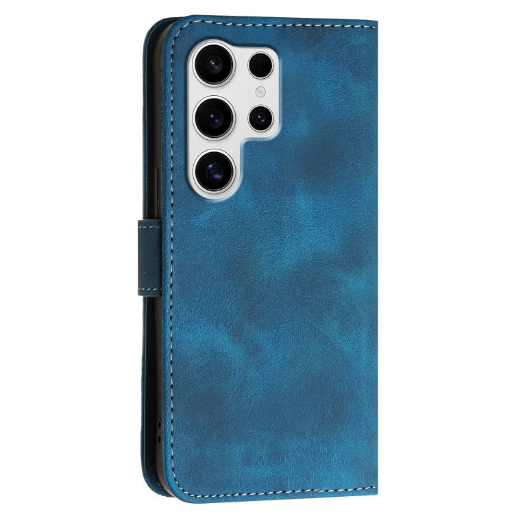 For Samsung Galaxy S25 Ultra 5G YX0080 Grid Butterfly Embossed Pattern Flip Leather Phone Case with Lanyard(Dark Blue) - Galaxy S25 Ultra 5G Cases by PMC TechLife | Online Shopping South Africa | PMC TechLife | Buy Now Pay Later Mobicred