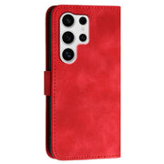 For Samsung Galaxy S25 Ultra 5G YX0080 Grid Butterfly Embossed Pattern Flip Leather Phone Case with Lanyard(Red)