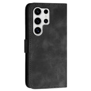 For Samsung Galaxy S25 Ultra 5G YX0080 Grid Butterfly Embossed Pattern Flip Leather Phone Case with Lanyard(Black)
