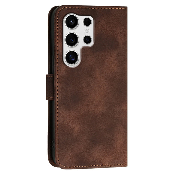 For Samsung Galaxy S25 Ultra 5G YX0080 Grid Butterfly Embossed Pattern Flip Leather Phone Case with Lanyard(Coffee)