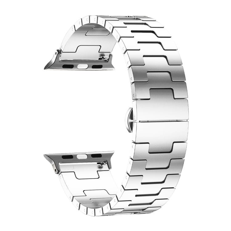 For Apple Watch 46mm / 49mm / 45mm / 44mm Side Release Stainless Steel Watch Band(Silver)