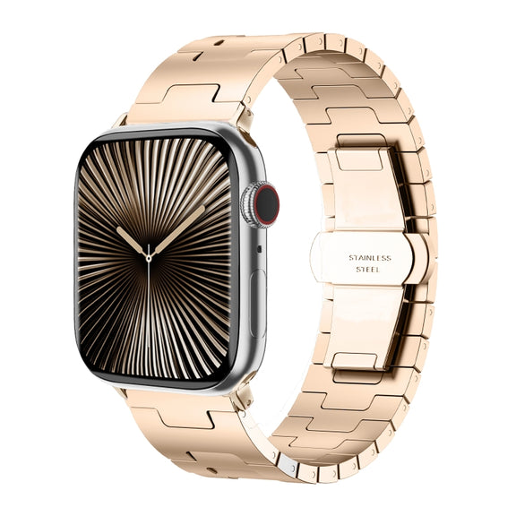 For Apple Watch 46mm / 49mm / 45mm / 44mm Side Release Stainless Steel Watch Band(Rose Gold)