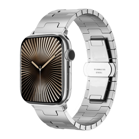 For Apple Watch 42mm / 41mm / 40mm / 38mm Side Release Stainless Steel Watch Band(Silver)