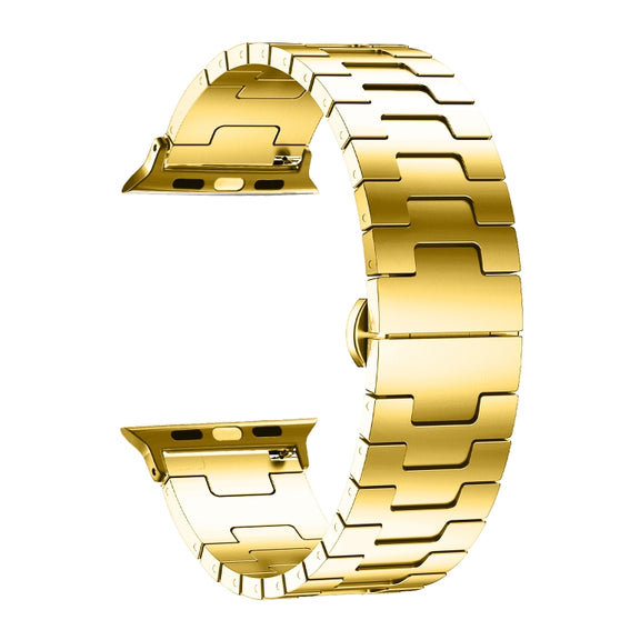 For Apple Watch 42mm / 41mm / 40mm / 38mm Side Release Stainless Steel Watch Band(Gold)