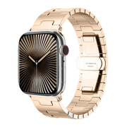 For Apple Watch 42mm / 41mm / 40mm / 38mm Side Release Stainless Steel Watch Band(Rose Gold)