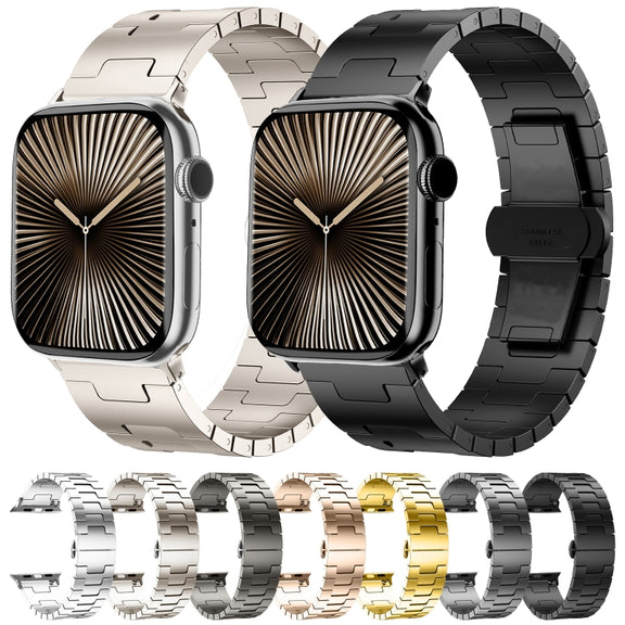 For Apple Watch 42mm / 41mm / 40mm / 38mm Side Release Stainless Steel Watch Band(Rose Gold)