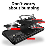 For Samsung Galaxy S25 5G CD Texture Sliding Camshield Magnetic Holder Phone Case(Silver)