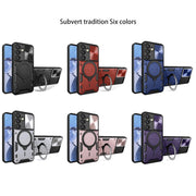 For Samsung Galaxy S25 5G CD Texture Sliding Camshield Magnetic Holder Phone Case(Purple)
