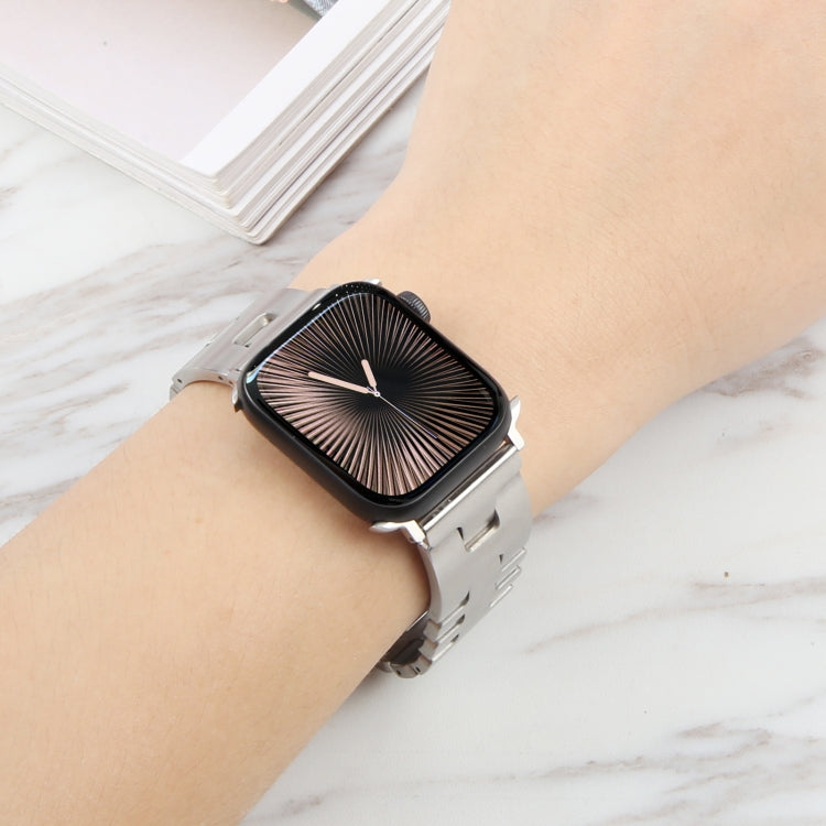 For Apple Watch 46mm / 49mm / 45mm / 44mm Quick Release Stainless Steel Watch Band(Silver)
