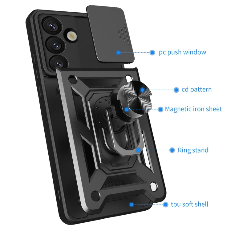 For Samsung Galaxy S25 5G Sliding Camera Cover Design TPU+PC Phone Case(Blue)