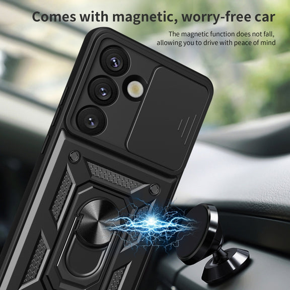 For Samsung Galaxy S25 5G Sliding Camera Cover Design TPU+PC Phone Case(Blue)