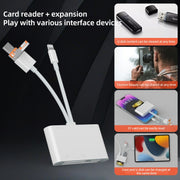 NK-1011TL Pro USB-C / Type-C, 8 Pin, USB to USB-C / Type-C, USB, CF, TF, SD Card Slot Card Reader Adapter(White)