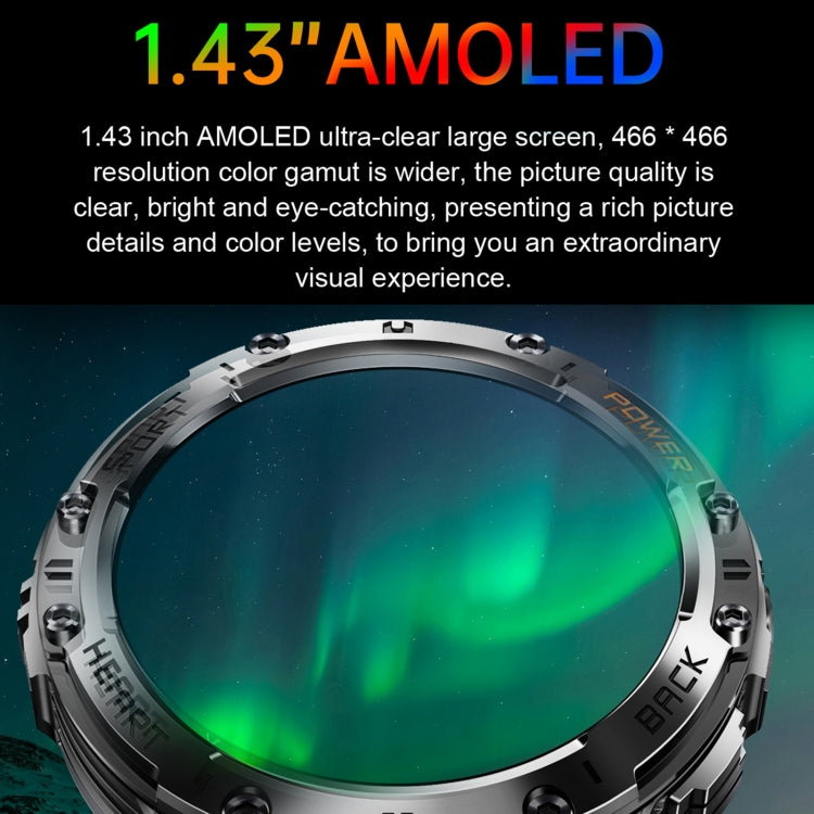 K65 1.43 inch Bluetooth Call Smart Watch, Support Heart Rate / Blood Oxygen(Black) - Smart Watches by PMC TechLife | Online Shopping South Africa | PMC TechLife | Buy Now Pay Later Mobicred