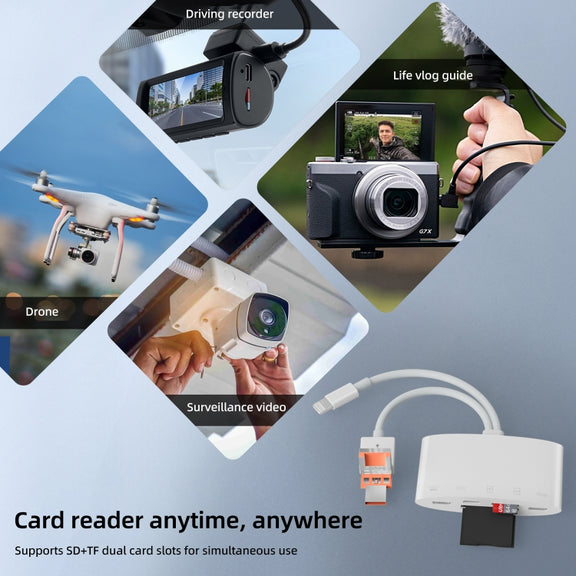 NK-1040TL Pro USB-C / Type-C, 8 Pin, USB to USB-C / Type-C, 8 Pin, Micro USB, TF, SD Card Reader Adapter(White)