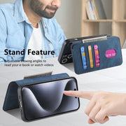 For iPhone 16 Pro CaseNeo MagSafe RFID Anti-theft Retro Leather Phone Case(Blue)