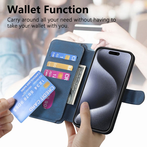 For iPhone 16 Pro CaseNeo MagSafe RFID Anti-theft Retro Leather Phone Case(Blue)