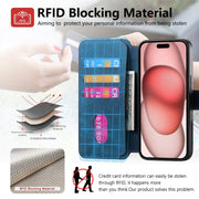 For iPhone 16 Pro CaseNeo MagSafe RFID Anti-theft Retro Leather Phone Case(Blue)