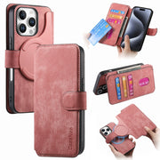 For iPhone 16 Pro CaseNeo MagSafe RFID Anti-theft Retro Leather Phone Case(Pink)