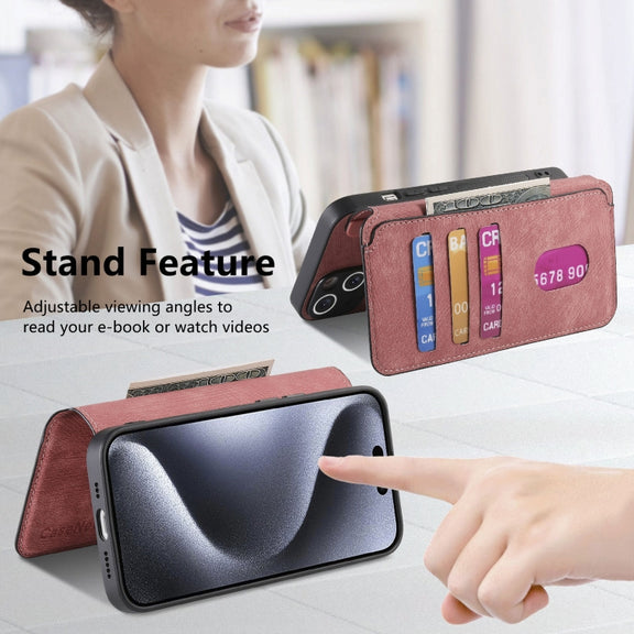 For iPhone 16 Pro CaseNeo MagSafe RFID Anti-theft Retro Leather Phone Case(Pink)