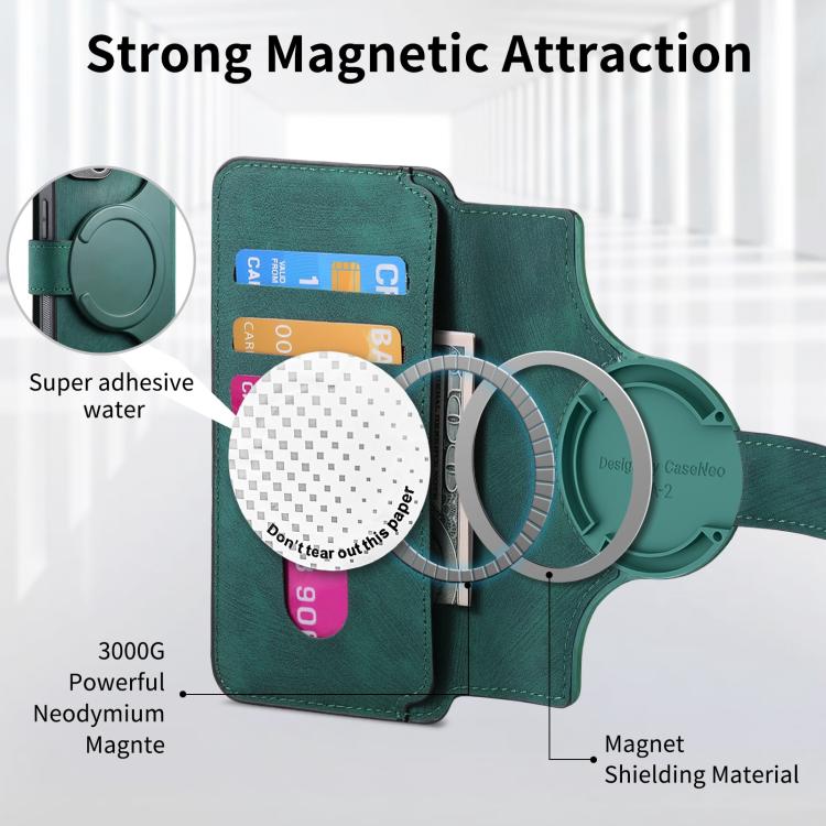 For iPhone 16e CaseNeo MagSafe RFID Anti-theft Retro Leather Phone Case(Green) - iPhone 16e Cases by CaseNeo | Online Shopping South Africa | PMC TechLife | Buy Now Pay Later Mobicred