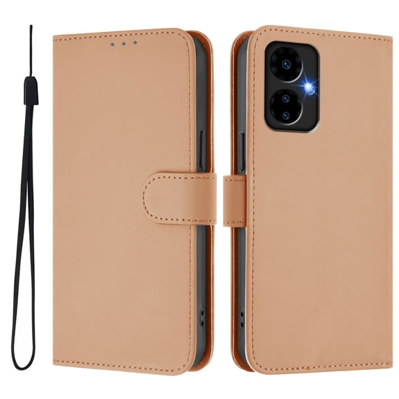 For Boost MobIle Celero 5G 2024 / 3 5G Skin Feel Solid Color Leather Phone Case with Lanyard(Nude)