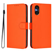 For Sony Xperia 5 VI 2024 Skin Feel Solid Color Leather Phone Case with Lanyard(Orange)