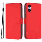 For Sony Xperia 10 VI 2024 Skin Feel Solid Color Leather Phone Case with Lanyard(Red)