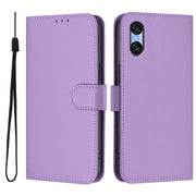 For Sony Xperia 10 VI 2024 Skin Feel Solid Color Leather Phone Case with Lanyard(Lavender Purple)