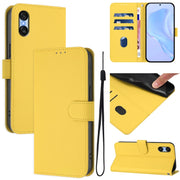 For Sony Xperia 10 VI 2024 Skin Feel Solid Color Leather Phone Case with Lanyard(Lemon Yellow)