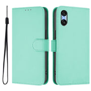 For Sony Xperia 10 VI 2024 Skin Feel Solid Color Leather Phone Case with Lanyard(Mint Green)