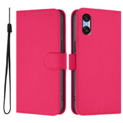 For Sony Xperia 10 VI 2024 Skin Feel Solid Color Leather Phone Case with Lanyard(Rose Red)