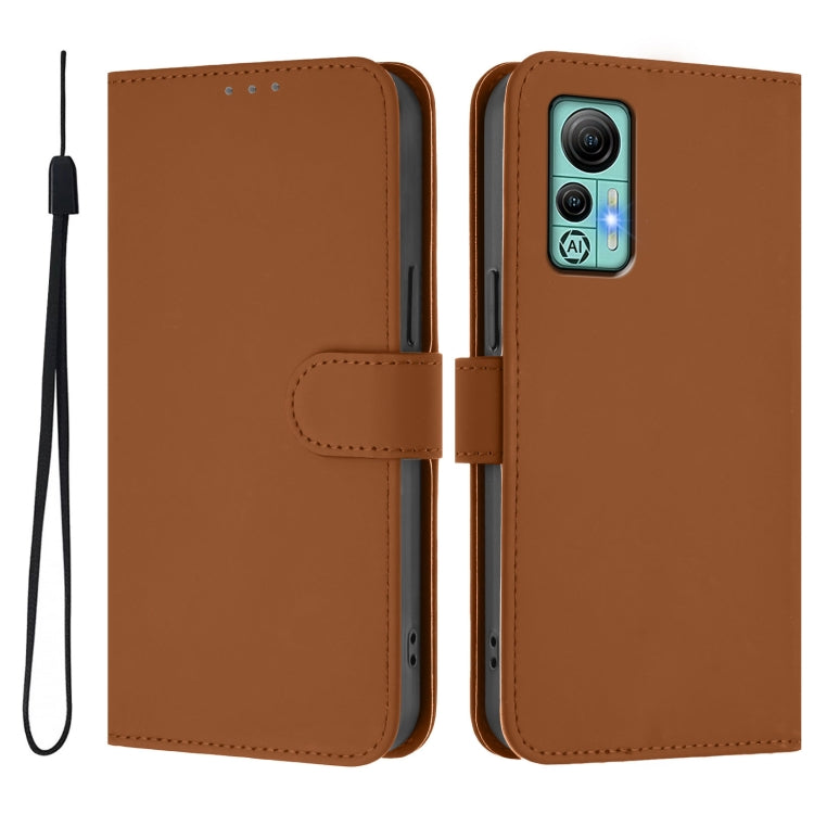 For Ulefone Note 14 Skin Feel Solid Color Leather Phone Case with Lanyard(Brown) - Ulefone Cases by PMC Jewellery | Online Shopping South Africa | PMC Jewellery | Buy Now Pay Later Mobicred