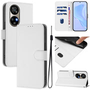 For Ulefone Note 17 Pro Skin Feel Solid Color Leather Phone Case with Lanyard(White)