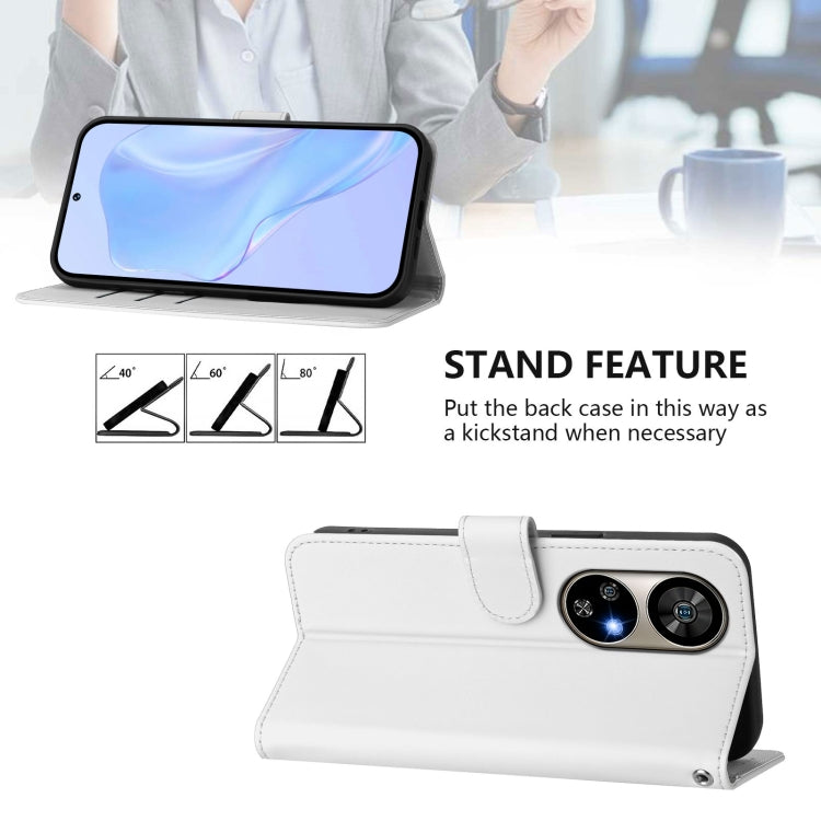 For Ulefone Note 17 Pro Skin Feel Solid Color Leather Phone Case with Lanyard(White)