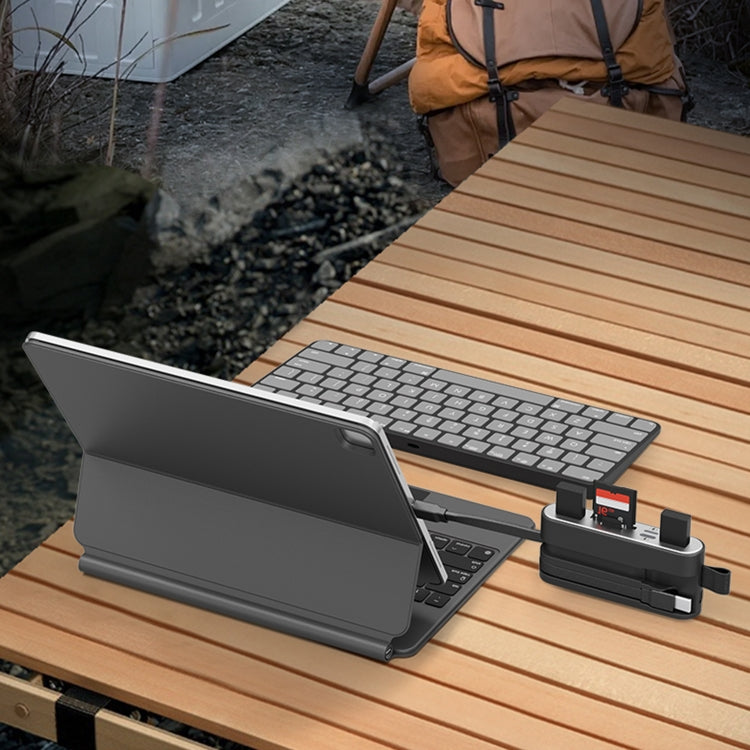 NK-1058 USB-C / Type-C, 8 Pin, USB Interface 6 in 1 Multi-function Adapter(Black)