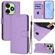 For Tecno Spark Go 2024 4G Skin Feel Solid Color Leather Phone Case with Lanyard(Lavender Purple)