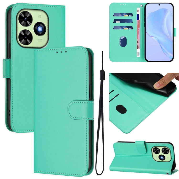 For Tecno Spark Go 2024 4G Skin Feel Solid Color Leather Phone Case with Lanyard(Green) - Tecno Cases by PMC Jewellery | Online Shopping South Africa | PMC Jewellery | Buy Now Pay Later Mobicred