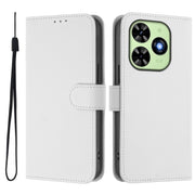 For Tecno Spark Go 2024 4G Skin Feel Solid Color Leather Phone Case with Lanyard(White)