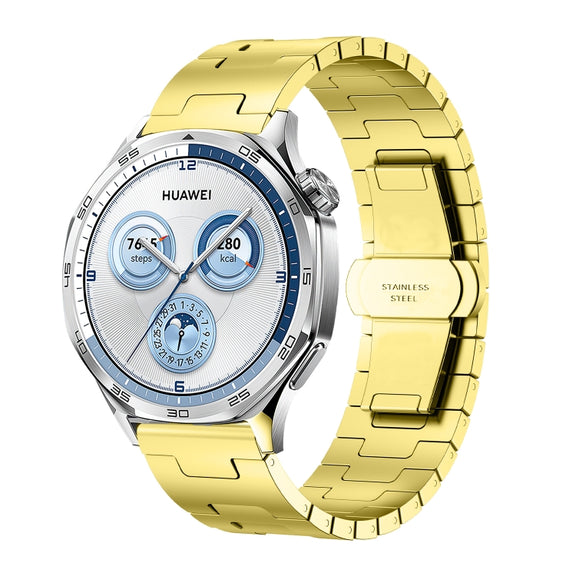 For Huawei GT4 46mm / GT5 46mm / GT5 Pro 22mm H-shaped Butterfly Buckle Stainless Steel Watch Band(Gold)