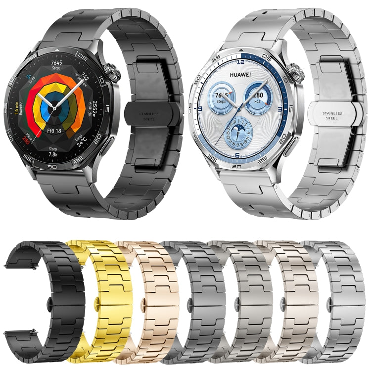 For Huawei GT4 46mm / GT5 46mm / GT5 Pro 22mm H-shaped Butterfly Buckle Stainless Steel Watch Band(Black)
