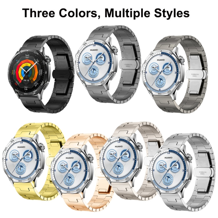 For Huawei GT4 46mm / GT5 46mm / GT5 Pro 22mm H-shaped Butterfly Buckle Stainless Steel Watch Band(Black) - 22mm Bands by PMC Jewellery | Online Shopping South Africa | PMC Jewellery | Buy Now Pay Later Mobicred