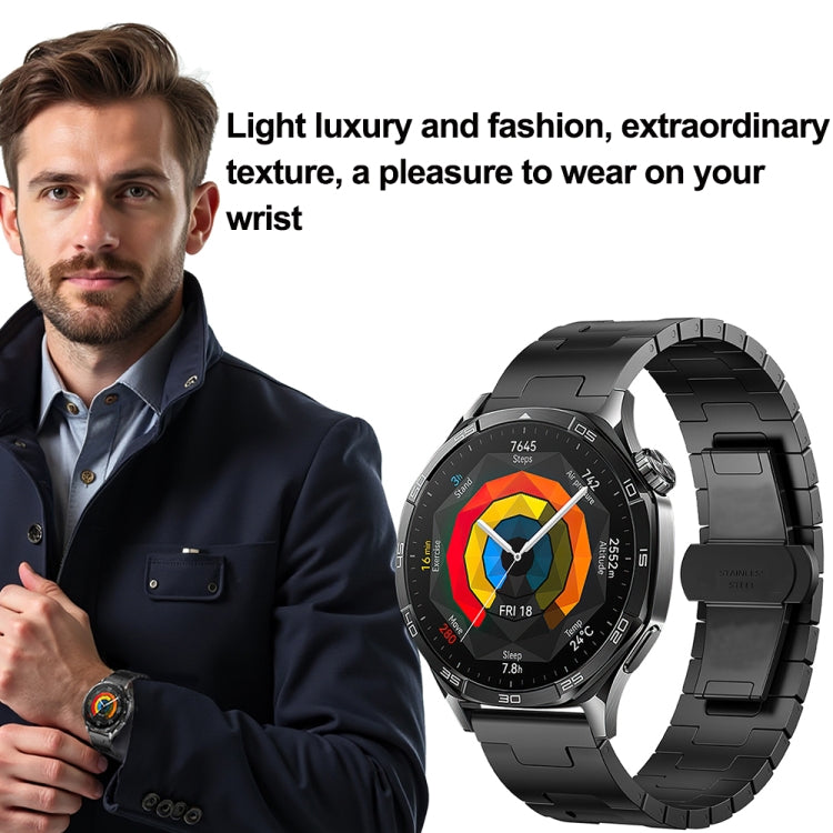 For Huawei GT4 46mm / GT5 46mm / GT5 Pro 22mm H-shaped Butterfly Buckle Stainless Steel Watch Band(Black) - 22mm Bands by PMC Jewellery | Online Shopping South Africa | PMC Jewellery | Buy Now Pay Later Mobicred