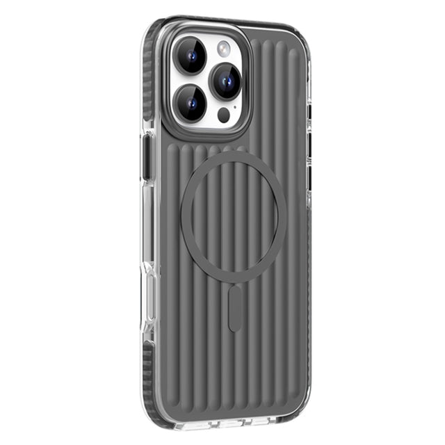 For iPhone 16 Pro Max Mutural Corrugated Texture Magsafe Magnetic Shockproof Phone Case(Dark Grey)