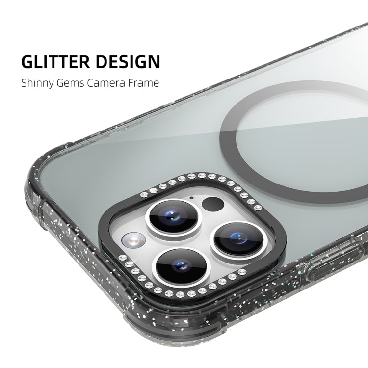 For iPhone 16 Mutural Blink Series Glitter Edge MagSafe Magnetic Phone Case(Blue)
