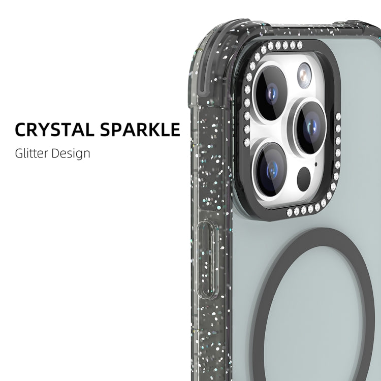 For iPhone 16 Pro Mutural Blink Series Glitter Edge MagSafe Magnetic Phone Case(Pink)