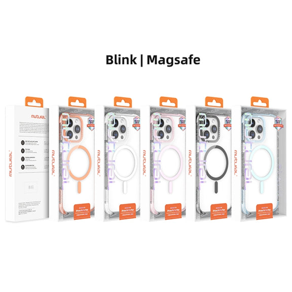 For iPhone 16 Pro Max Mutural Blink Series Glitter Edge MagSafe Magnetic Phone Case(White)