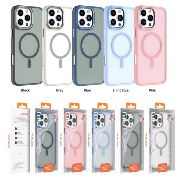 For iPhone 16 Pro Max Mutural Skin Feel Series Frosted MagSafe Magnetic Phone Case(Pink)