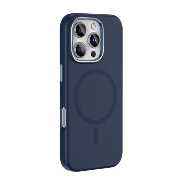 For iPhone 16 Pro Mutural Karen Series Liquid Silicone MagSafe Magnetic Phone Case(Navy Blue)